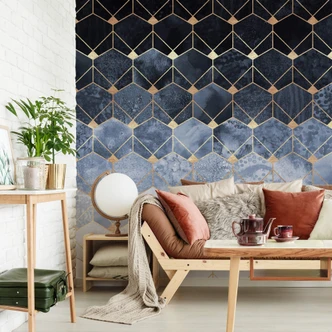Wall Mural Fredriksson - Hexagons - Blue & Gold 