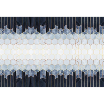 Wall Mural Fredriksson - Blue & White Hexagons 