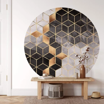Round wall mural Fredriksson - Smoky Cubes - non self-adhesive/self-adhesive wallpapers 
