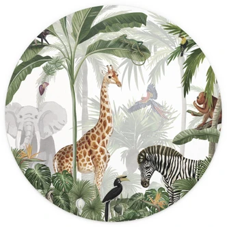Round wall mural Kikki Belle - Jungle Jive - non self-adhesive/self-adhesive wallpapers 