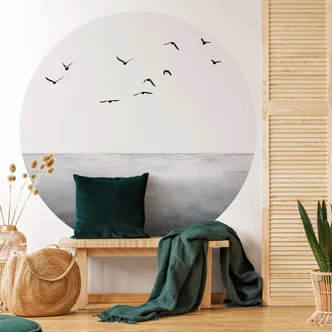 Round wall mural Kubistika - Open Lake - non self-adhesive/self-adhesive wallpapers 