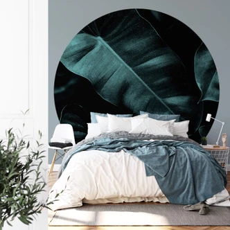 Round wall mural Jungle Leaf - non self-adhesive/self-adhesive wallpapers 