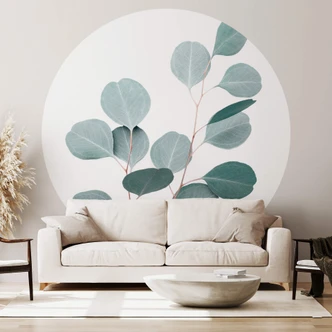 Round wall mural Sisi & Seb - Blue Eucalyptus - non self-adhesive/self-adhesive wallpapers 