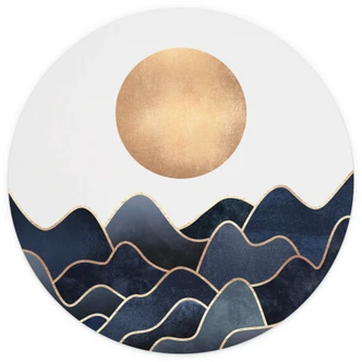 Round wall mural Fredriksson - Abstract Waves - non self-adhesive/self-adhesive wallpapers 