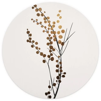 Round wall mural Kubistika - Golden Branch - non self-adhesive/self-adhesive wallpapers 