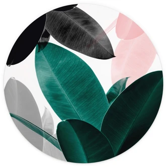 Round wall mural Sisi & Seb - Leaves - non self-adhesive/self-adhesive wallpapers 