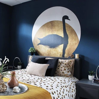 Round wall mural Kubistika - Swan Lake Full Moon - non self-adhesive/self-adhesive wallpapers 