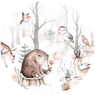 Round wall mural Kvilis - Animal Friends in the Forest - non self-adhesive/self-adhesive wallpapers 