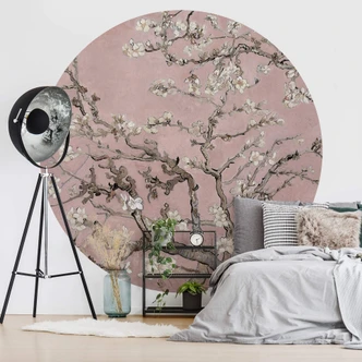 Round wall mural van Gogh - Almond Blossom rosé - non self-adhesive/self-adhesive wallpapers 