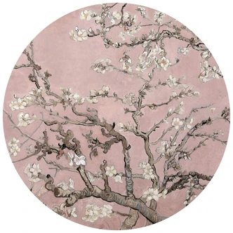 Round wall mural van Gogh - Almond Blossom rosé - non self-adhesive/self-adhesive wallpapers 