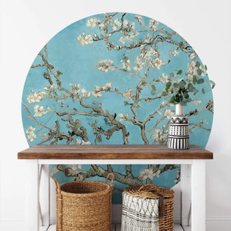 Round wall mural van Gogh - Almond Blossom (blue version) - non self-adhesive/self-adhesive wallpapers 