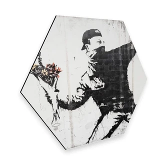 Hexagon - Alu-Dibond Banksy - Flower Thrower 