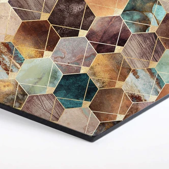 Hexagon - Alu-Dibond - Fredriksson - Gold & Copper 