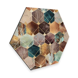 Hexagon - Alu-Dibond - Fredriksson - Gold & Copper 