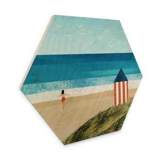 Hexagon Wood Print Vacation by the sea with dune view - Rivers 