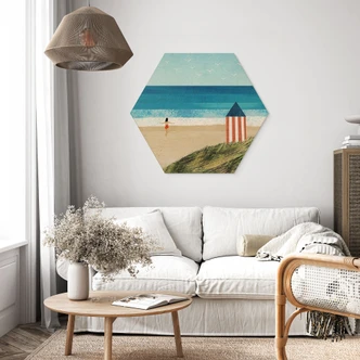 Hexagon Wood Print Vacation by the sea with dune view - Rivers 