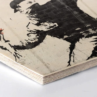 Hexagon Wood - Banksy - Flower Thrower 