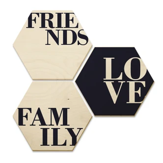 Hexagon - Birch Veneer Love, Friends, Family 