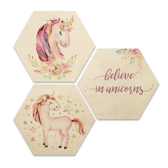 Hexagon Wood - Kvilis - Believe in Unicorns 