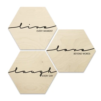 Hexagon Wood - Live Laugh Love 
