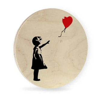Wall Circle Wood Banksy - Girl with the Red Balloon 