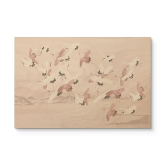 Wood Print Cranes over the Lake - Bloomery Decor 