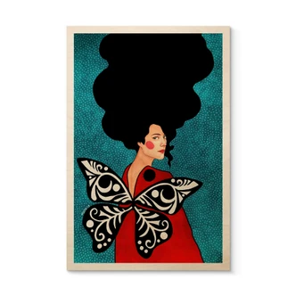 Wood Print Woman with butterfly wings - Hülya 