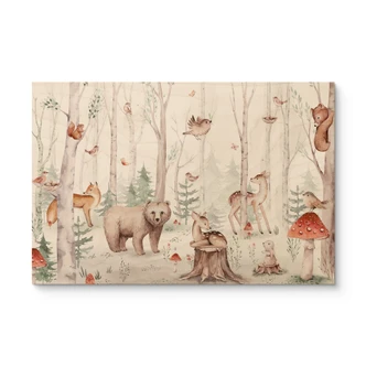 Wood Print Forest Animals in Autumn - Kvilis 