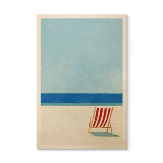 Wood Print deck chair with sea view - Rivers 