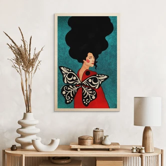 Wood Print Woman with butterfly wings - Hülya 