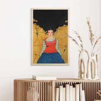 Wood Print Dreamer in golden light - Hülya 
