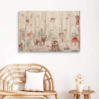 Wood Print Forest Animals in Autumn - Kvilis 