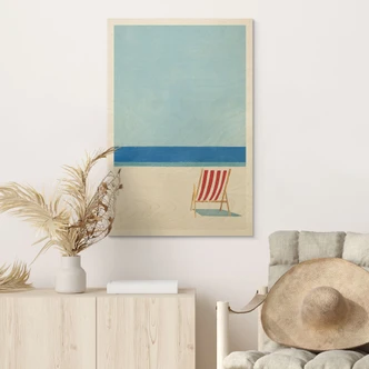 Wood Print deck chair with sea view - Rivers 
