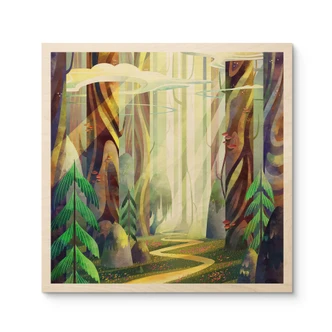 Wood Print Enchanted Forest in the Light - DigitalArtsi 