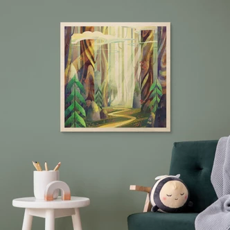 Wood Print Enchanted Forest in the Light - DigitalArtsi 