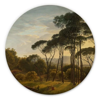 Wall Circle Wood Voogd - Umbrella Pines in Italian Landscape 