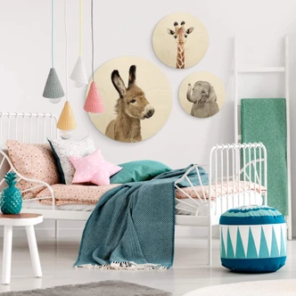 Wall Circle Wood Sisi & Seb - Baby Donkey 