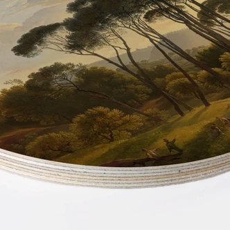 Wall Circle Wood Voogd - Umbrella Pines in Italian Landscape 