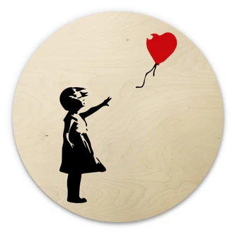 Wall Circle Wood Banksy - Girl with the Red Balloon 