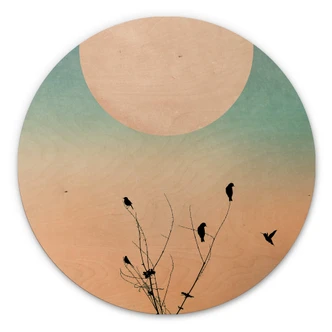 Wall Circle Wood Kubistika - Warm Morning 