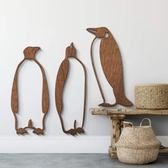 Wood - Penguins 3 parts - mahogany veneer 