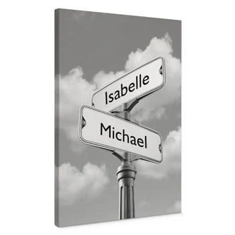 Canvas print - street sign black and white 
