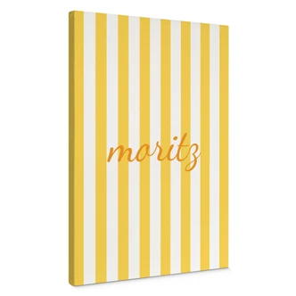 Customizable Canvas print stripes yellow 