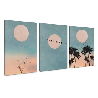 Canvas Print Set of 3 - Kubistika - Moon 