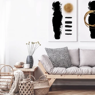 Canvas Print Kubistika - Black & Gold 