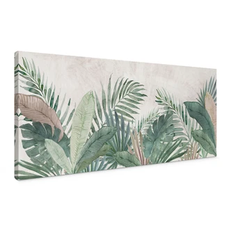 Canvas print Jungle Leaves Green Watercolor - Bloomery Decor - Panorama 