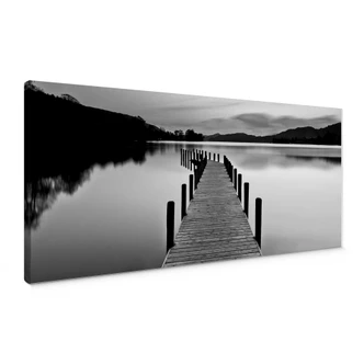 Lake Panorama Black/White Canvas print 