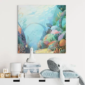 Canvas print Coral reef in blue lagoon - DigitalArtsi 