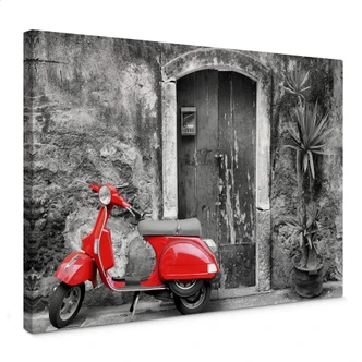 Red Scooter black & white Canvas print 