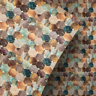Furniture Wrap self-adhesive Fredriksson - Gold & Copper Hexagons 